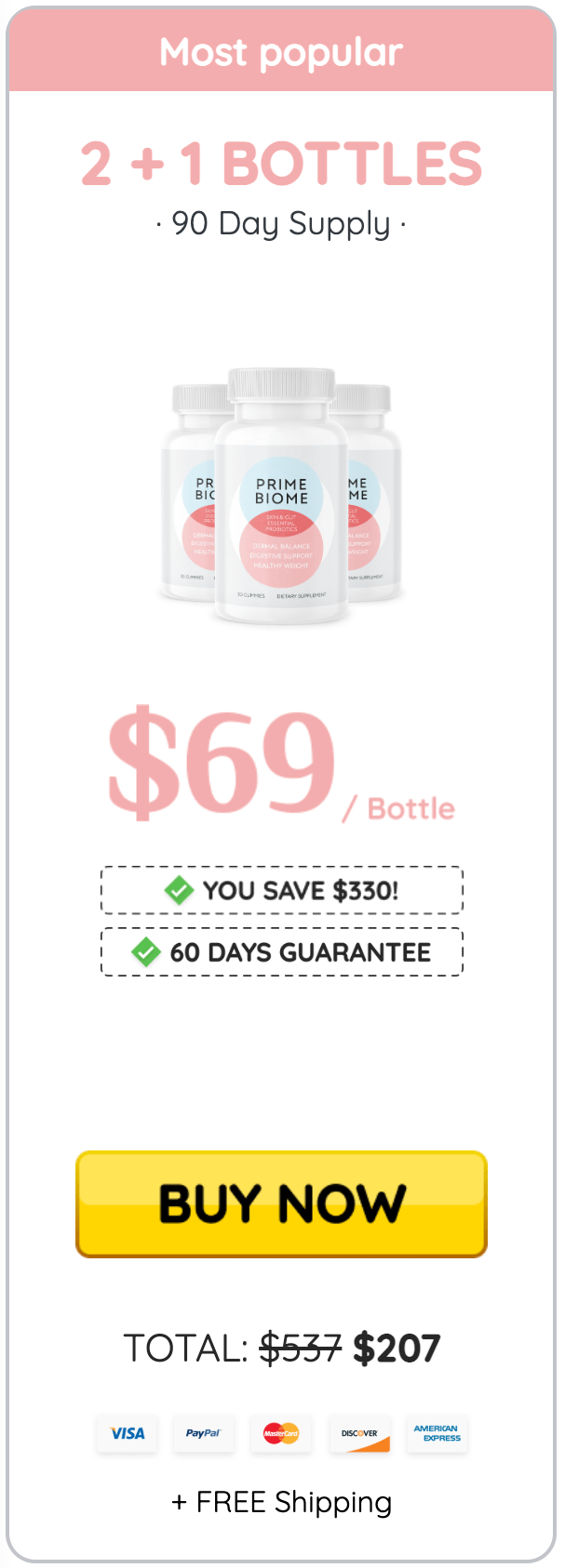 PrimeBiome Buy 3 Bottles